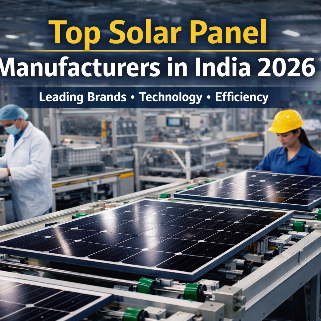 Top solar panel manufacturers in India comparison chart showing module technology efficiency and solar industry growth.